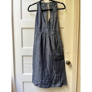 Cabi Linen Dress Sz M Blue Chambray Summer Sophisticated Office Business Casual